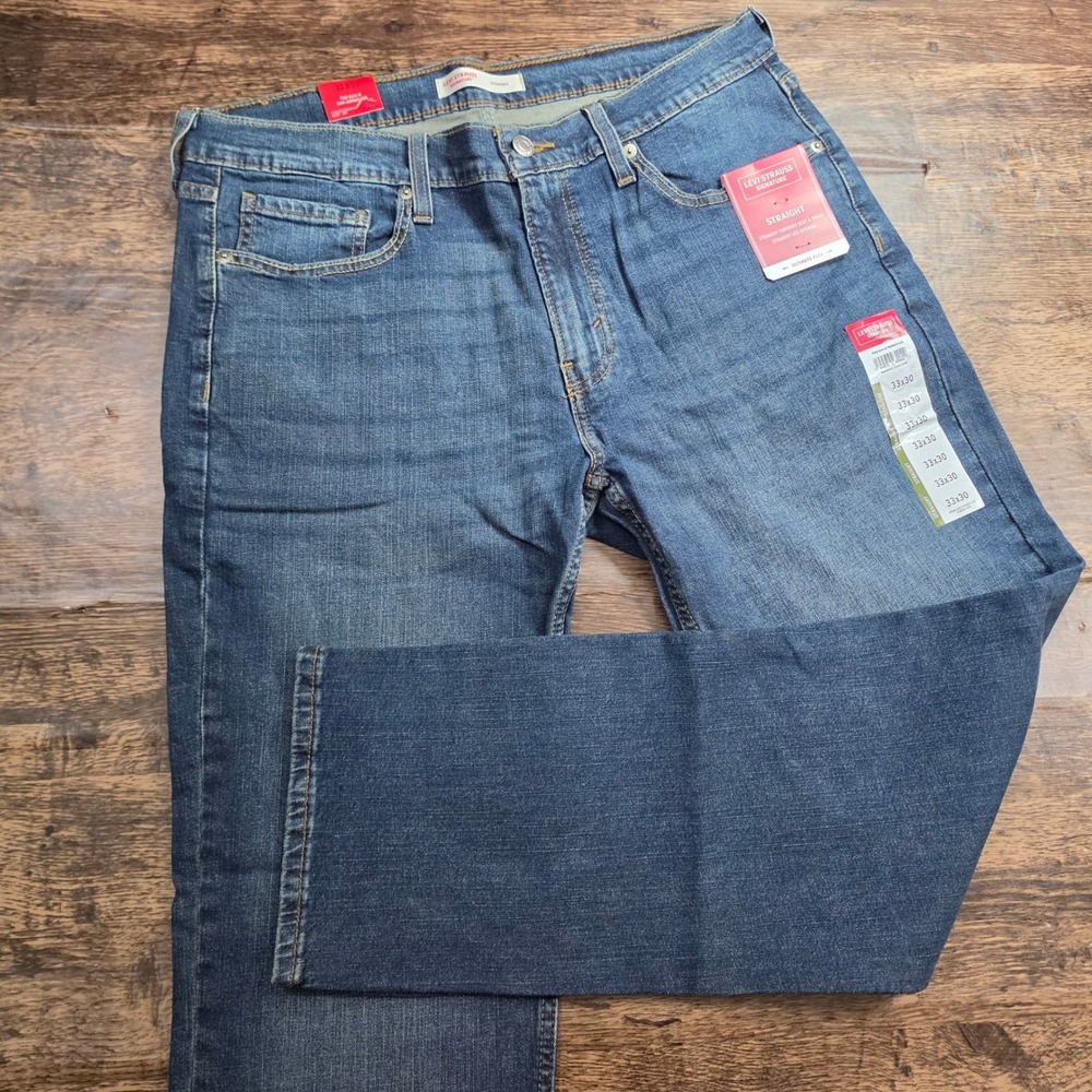 LEVI STRAUSS Signature Straight Jeans Mens 33x30 Blue Ultimate Flex Denim NWT
